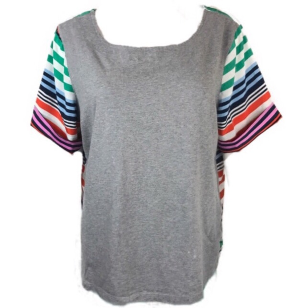 Porridge Blouse Stripe Top High Low Tunic Shirt L